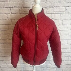 Zeka Of California Women's Red Quilted Bomber Aviator Style Jacket Size Large